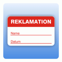 Qualitätssicherung Aufkleber "Reklamation Name" 25x40 mm in rot