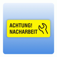 Qualitätssicherung Aufkleber "NACHARBEIT" 20x50 mm gelb mit Symbol