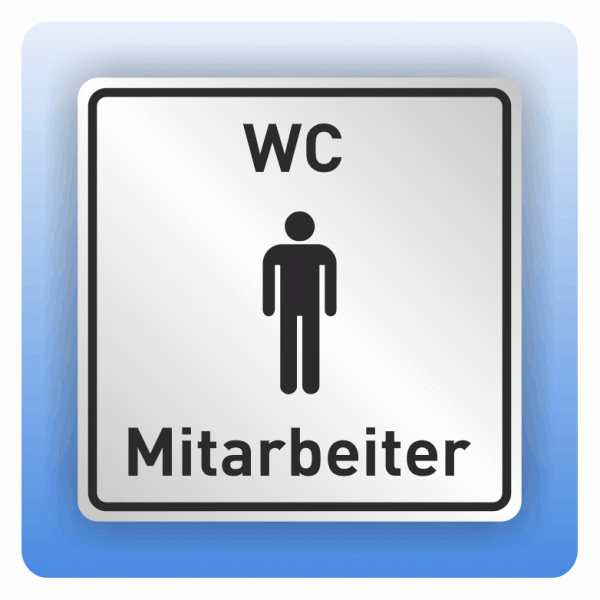 Symbolschild mit Piktogramm WC Mitarbeiter Herren aus Alu