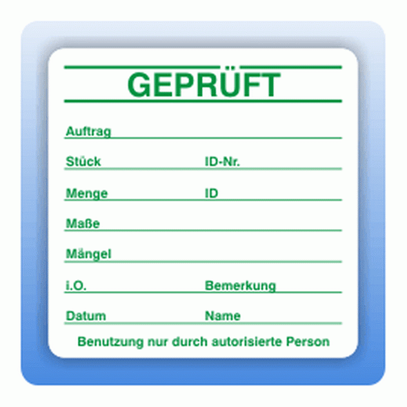 Qualitätssicherung Aufkleber "Geprüft" in grün