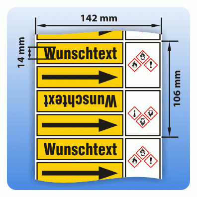 Rohrkennzeichnungsband Gase GHS