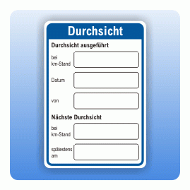 Serviceaufkleber Durchsicht