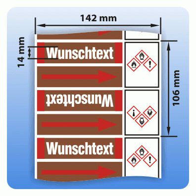 Rohrkennzeichnungsband Gruppe 8: Brennbare Flüssigkeiten GHS