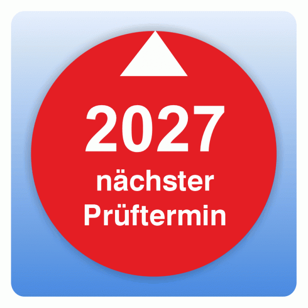 Prüfplakette 2027_Nächste Prüfung m. Pfeil auf Monat