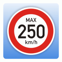 Geschwindigkeitsaufkleber max. 250 km/h