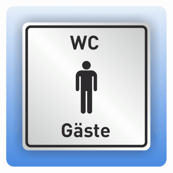 Symbolschild mit Piktogramm WC Gäste Herren aus Alu