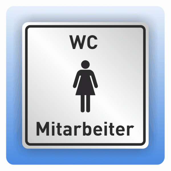 Symbolschild mit Piktogramm WC Mitarbeiter Damen aus Alu